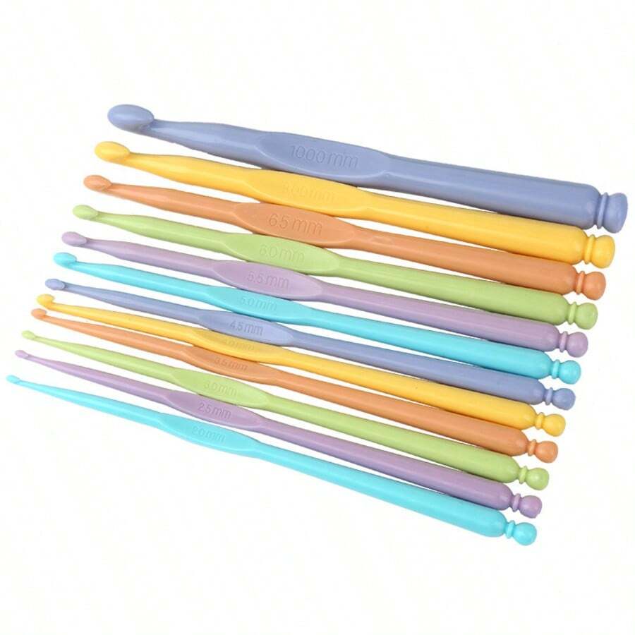 12pcs Colorful Crochet Hooks Knitting Tool Needles Metal Assorted Sizes 3.5mm, 4mm, 4.5mm, 5mm, 5.5mm, 6mm, 6.5mm, 8mm, 10mm, Random Colors