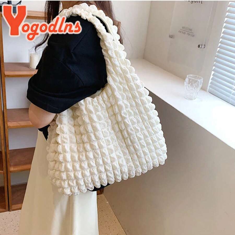 Summer Pleated Cloud Bag Female Candy Color Large Capacity Shoulder Bag Handbags Shopping Girls Pouch Tote Bolsas