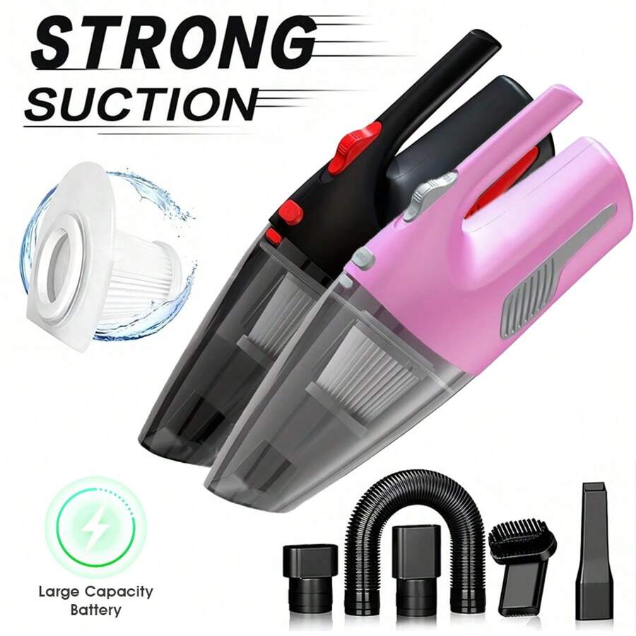 1 pieza Aspiradora portátil para coche de doble uso con luz, aspiradora de mano con cable de alta potencia, accesorios de limpieza de mini aspiradora con cable