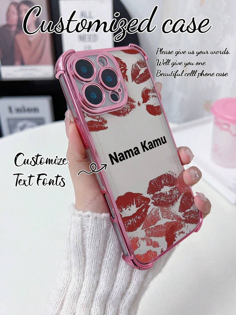1 Stück individuell gestaltbares DIY Foto Handyhülle, modisches rotes Lippen Hintergrund Design, DIy dicke elektroplattierte Viereck Luftpolster Anti-Sturz TPU, erfüllt Kundenbedürfnisse! Kompatibel mit iPhone 16 Pro Max, 11/12/13/14/15/16e/Pro Max/A13/ A14/a15/ap5/A53/af5/a54/ak5/S23/S24 Ultra/s24 ultra/ S25, Galaxy, Redmi, OPPO, Honor, Infinix Smart 8, Moto G30