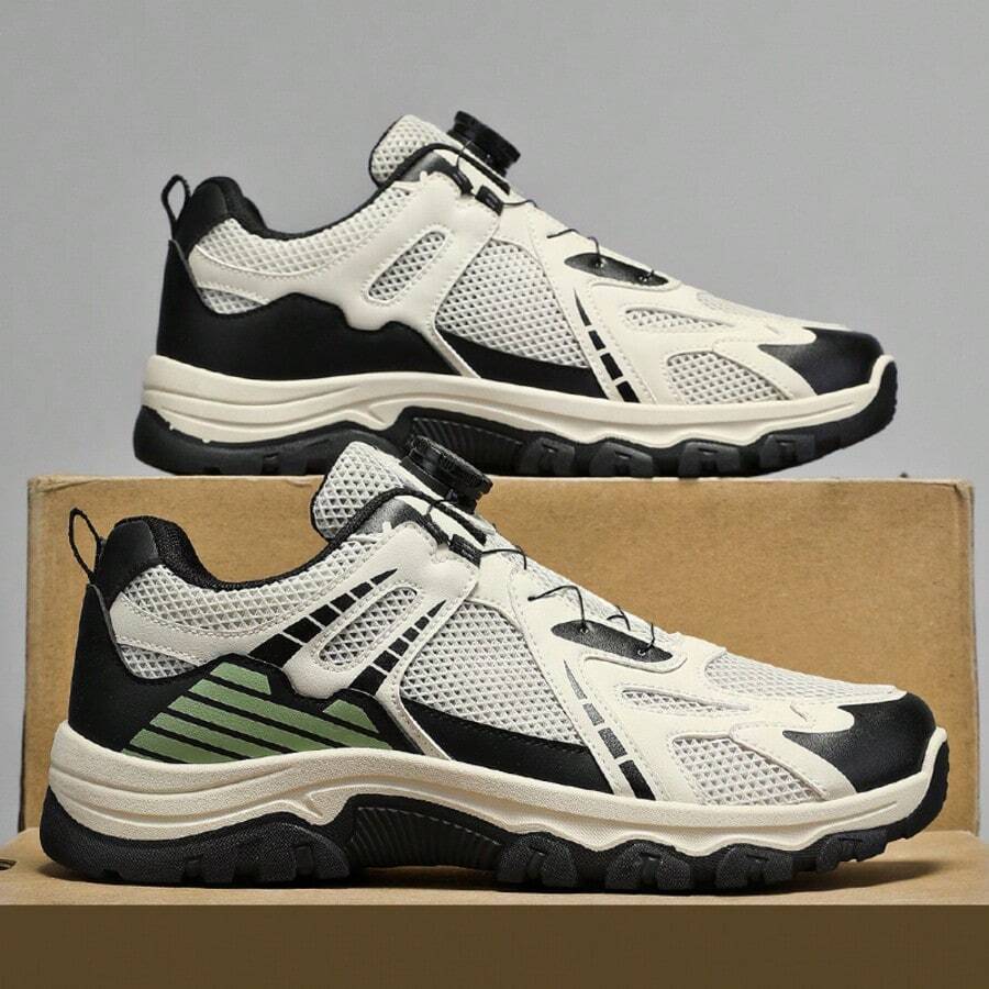 Men's New Fashion Breathable Mesh Sports Shoes, Thick Bottom, Non-Slip, Deodorizing, Round Toe Design, Casual Versatile Sneakers For Students, Campus, Outdoor, Work, Travel, Running