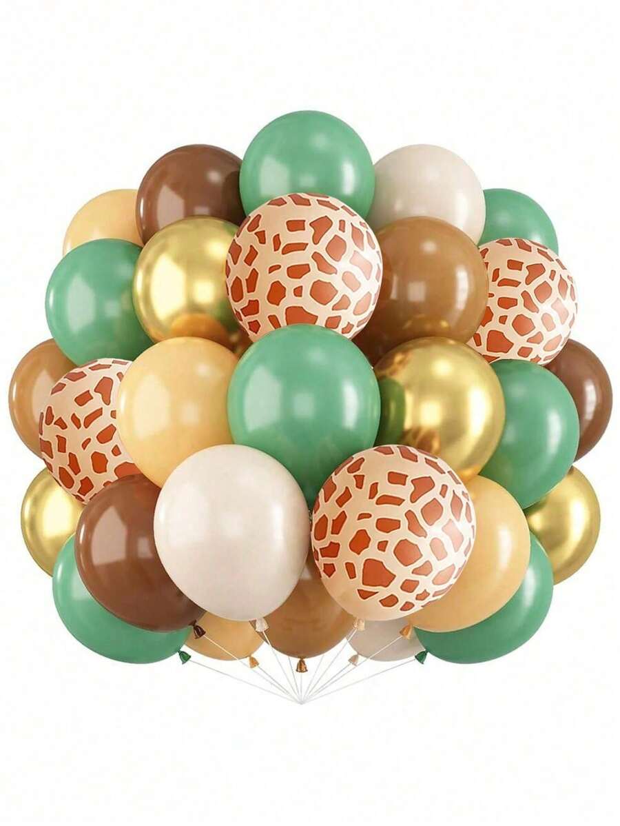 42 Stücke Dschungeltier Muster Latex Ballons Set in Salbei Grün Retro Braun für Tiere Wild Erste Geburtstag Party Dekoration und Zubehör, Baby-Shower, Bridal-Shower, Zuhause Party, Jahrestags Feiern, Garten Deko