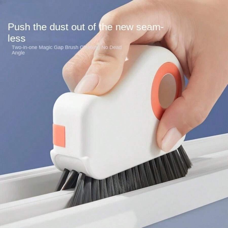1 pieza Cepillo limpiador de guías de ventanas 2 en 1, cepillo extraíble para umbral de puertas y ventanas, limpiador de esquinas de cristal, limpiador de plástico no eléctrico para bordes y ranuras de ventanas
