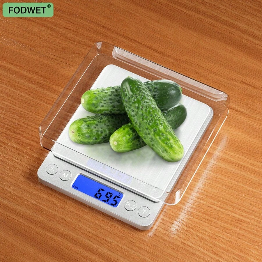 Báscula digital de acero inoxidable de alta precisión de 0.1g y alta capacidad de 3kg, con conversión de unidades inteligente y LCD retroiluminado, para granos de café, hornear, leche en polvo, proteína en polvo, joyería, hierbas chinas, alimentos para mascotas y alimentos de cocina (Batería no incluida) Vuelta al colegio