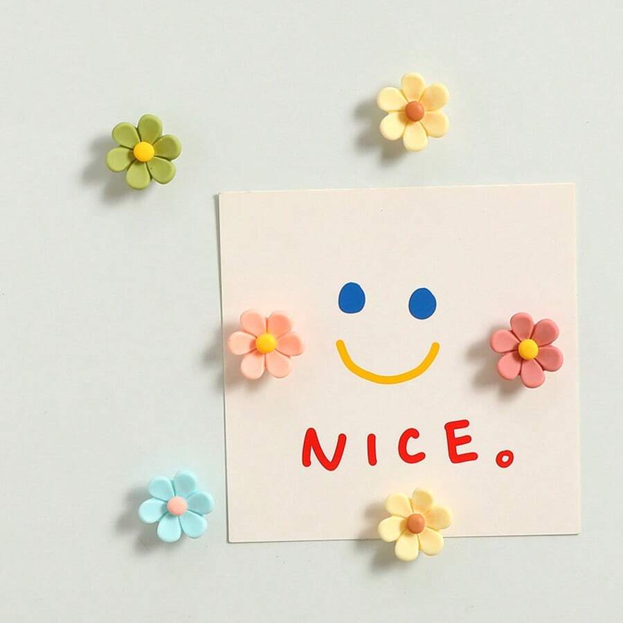 Imán de nevera decorativo de flores de resina de tres dimensiones con seis pétalos, creativo para el hogar de la cocina, pizarra fuerte para fotos y mensajes