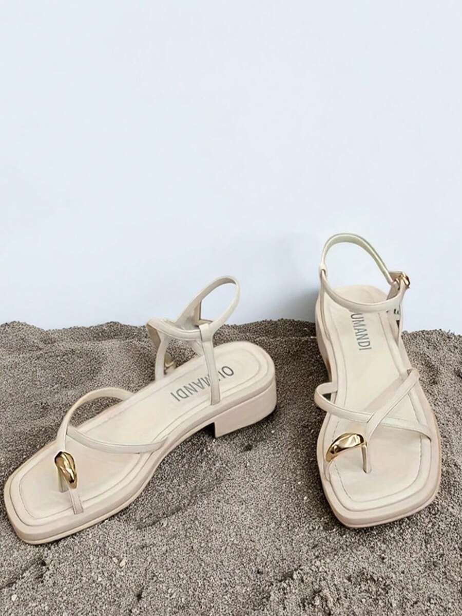 2025 Summer New Toe Loop Roman Sandals For Women, Fairy Style Flat Soft Sole Beach Slippers, INS