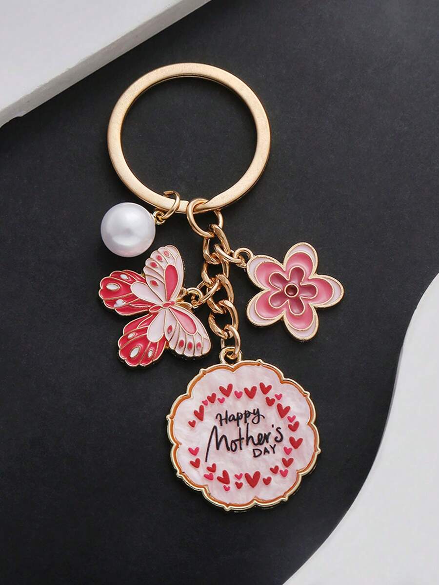 1pc Oil Drop Mother's Day Tulip Bouquet, Rose Flower, Letters Alloy Keychain Accessories, Stainless Steel Key Ring Women Fashion Simple Pendant Accessories Street Party Y2k Elegant Style Suitable For Daily Wear Mobile Phone Wallet Backpack Car Pendant Key Accessories Mother's Day Perfect Gift For Mom Mother's Day Gift Birthday Gift Holiday Gift Car Accessories Bag Charm