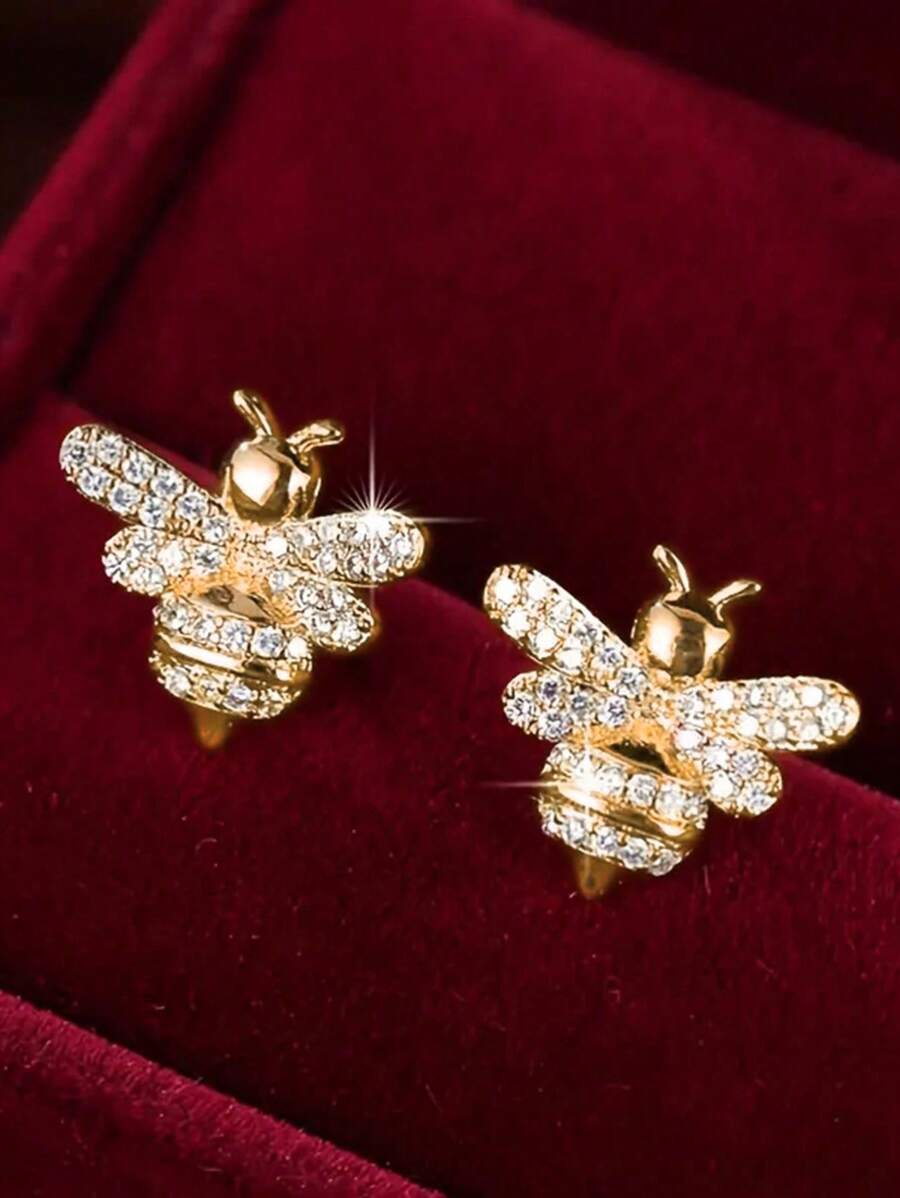 1 Paar wunderschöne Kubikzirkonia Bienen Ohrstecker für Frauen, geeignet für Hochzeit, Verlobung, Jahrestag, Party, Schmuck, Valentinstag Geschenk