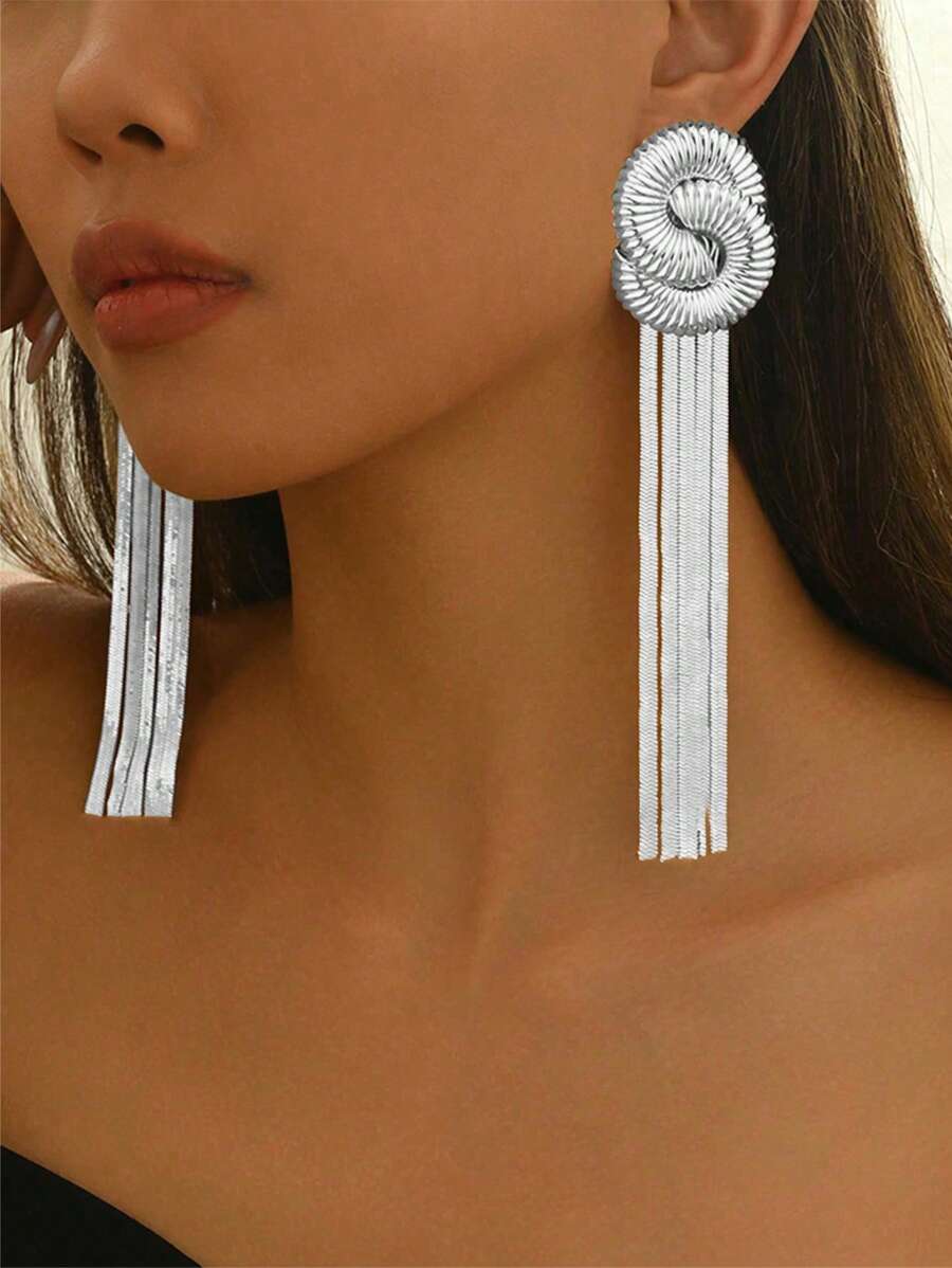 1 Pair New Creative Snail Tasseled Acrylic Dangle Earrings, Elegant & Versatile For Daily Wear