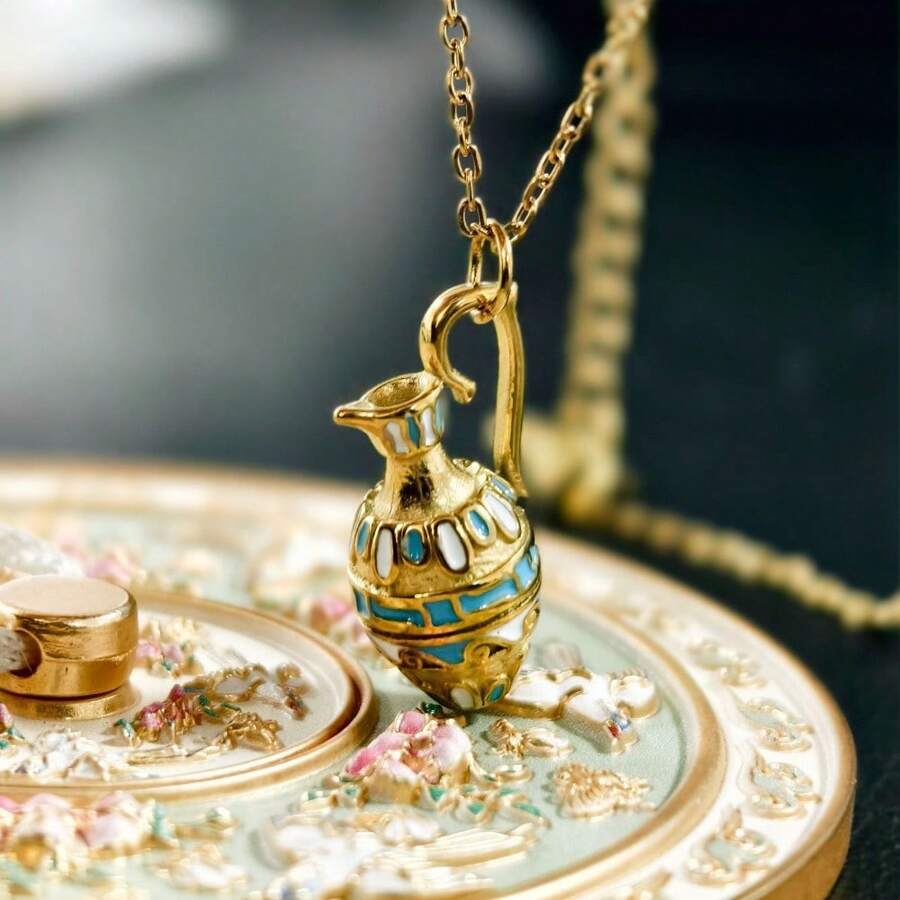 Retro Bottle Necklace Plated Pendant Bohemian Beach Necklace Vintage Neck Jewelry Women's Collarbone Chain Summer