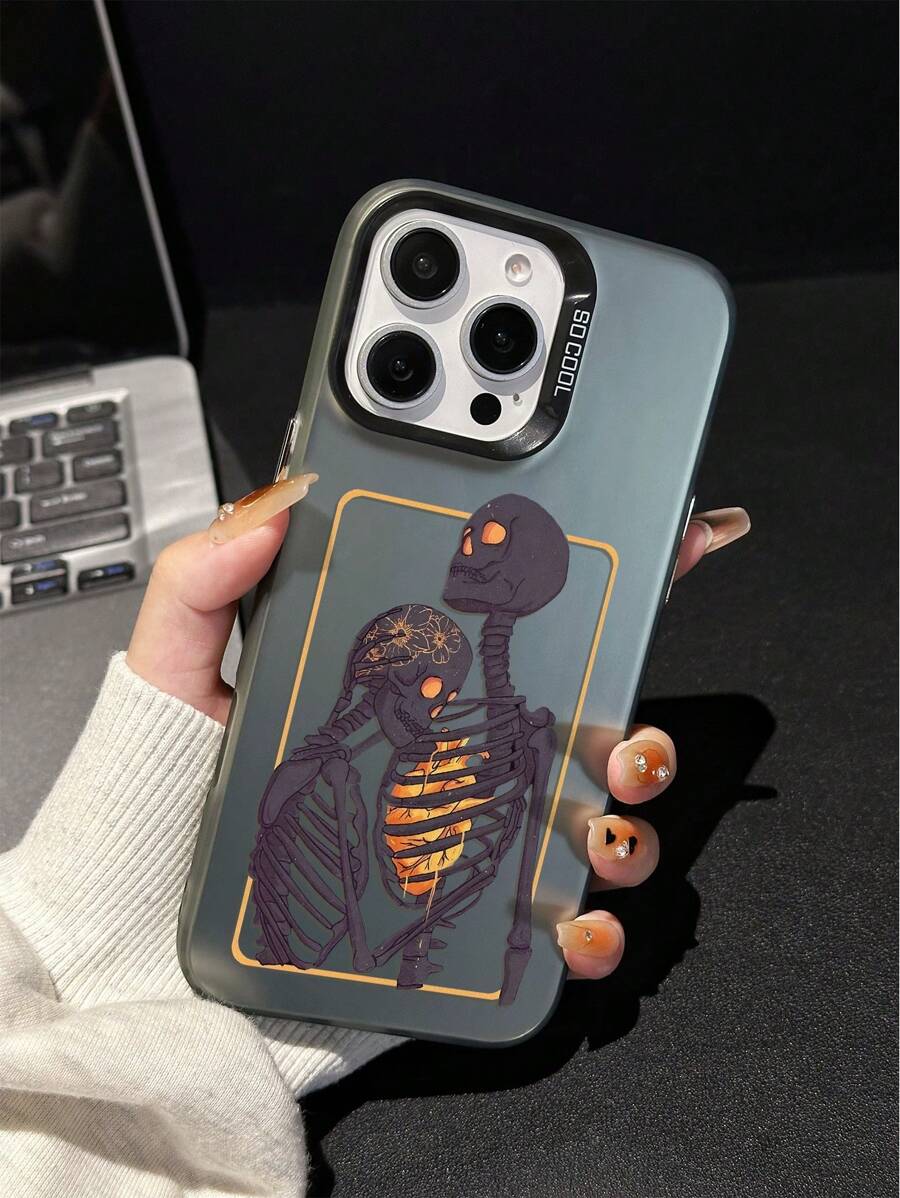 Anime 1pc Skull Couple Design Shockproof Phone Case Compatible With IPhone 16/7/8/11/12/13/14/15 And /Redmi/OPPO/Vivo/Honor