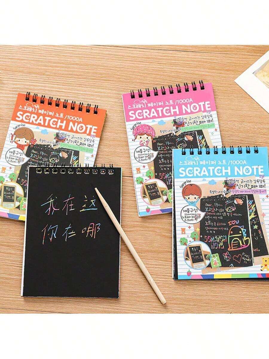 Kids Creative DIY Scratch Art Set - Scratchboard Painting Book, Doodle Pad, Fun Drawing Gift, Assorted Colors
