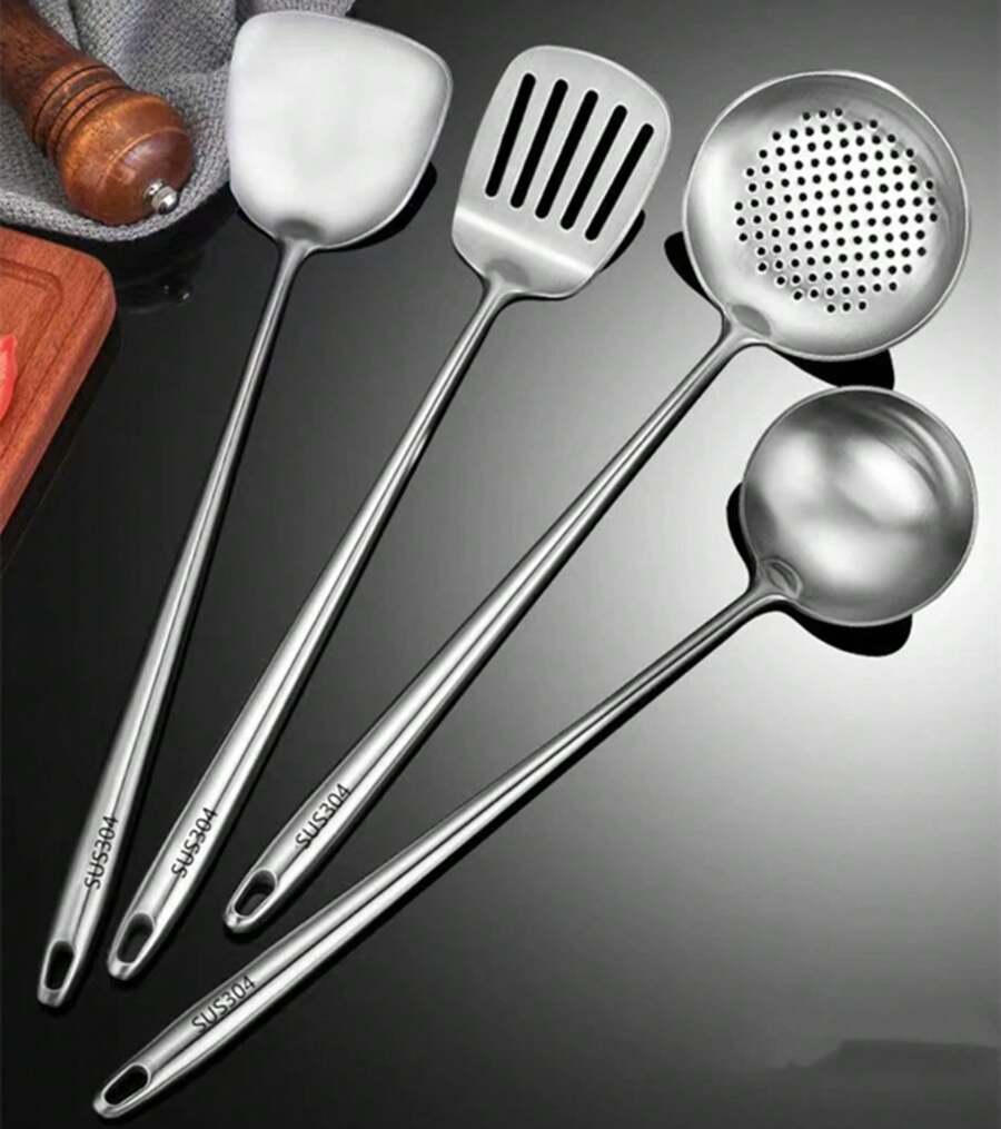 A Metal Kitchen Accessories Slotted Turner Rice Spoon Ladle Cooking Tools Utensil Set Dropshipping