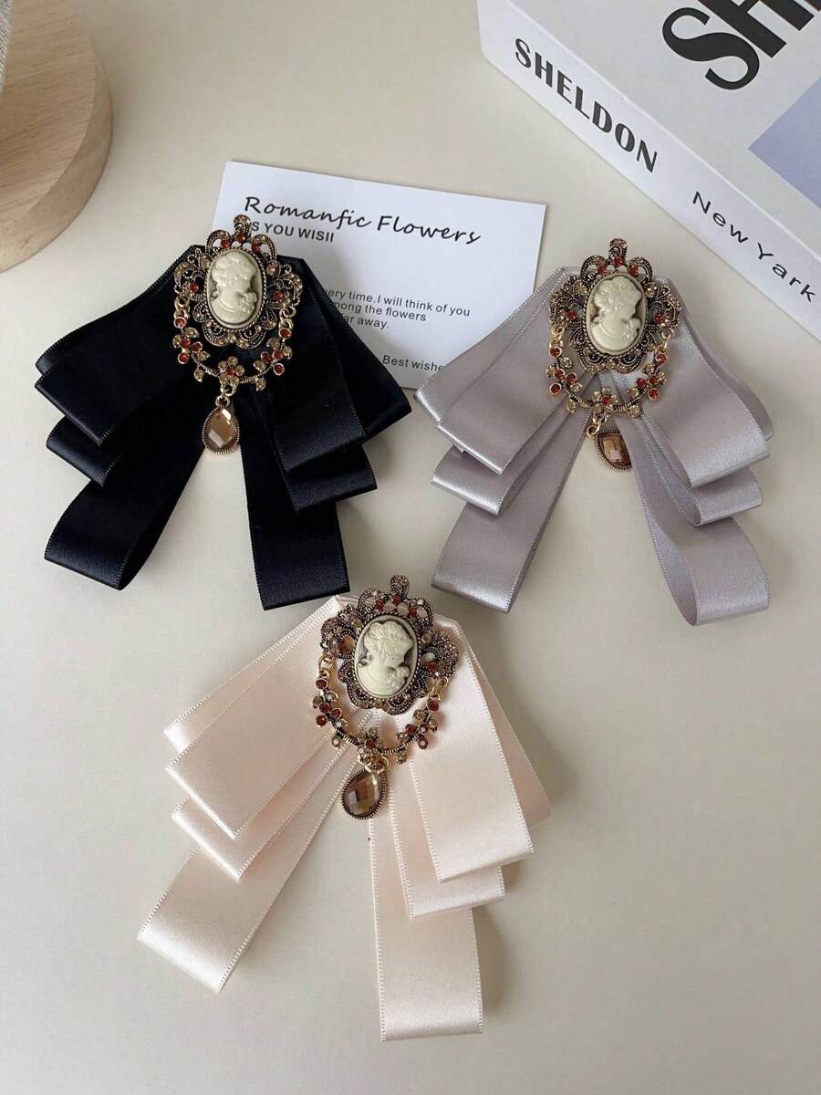 1 Stück elegante und stilvolle Samt-Strass-Schleife Brosche, geeignet für den täglichen Gebrauch, Partys und Valentinstag, hergestellt aus Polyester