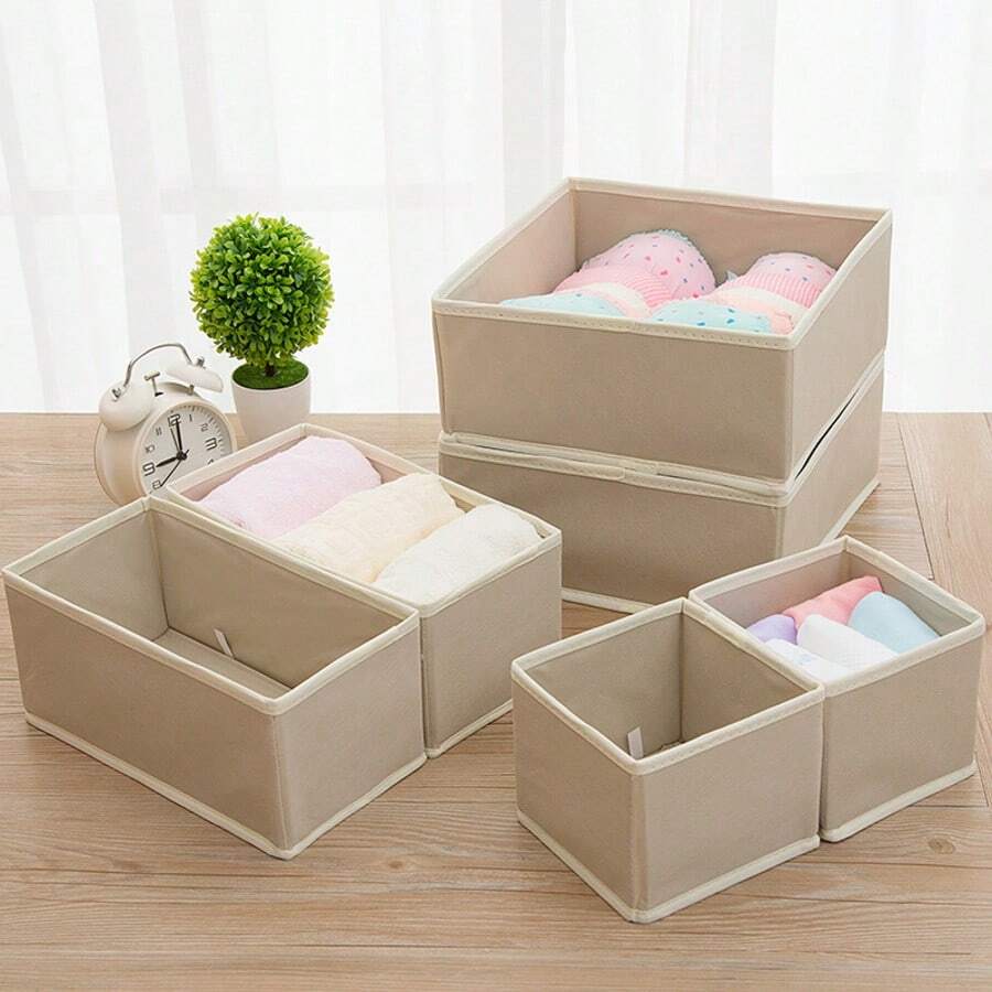 Caja de almacenamiento no tejida lavable sin tapa, cajón pequeño, caja de almacenamiento plegable de tamaño pequeño para ropa interior y calcetines