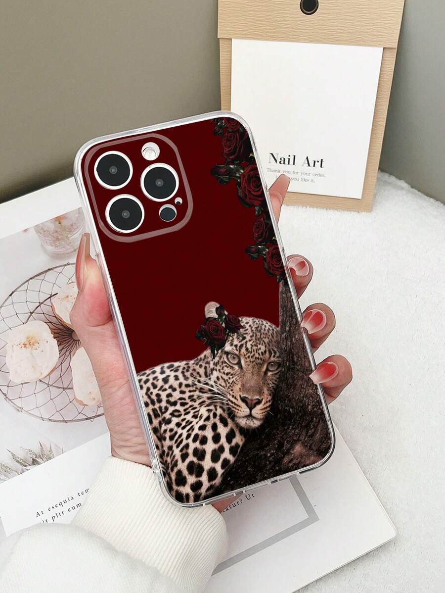 1 pieza Funda de teléfono con patrón transparente de telaraña y corazón rojo de TPU resistente a golpes compatible con iPhone 15/15Pro/15Plus/15ProMax, iPhone 16/16Pro/16Plus/16ProMax, Galaxy S23 Ultra/A14/A24, Redmi Note 12 Pro, Pixel 8/8 Pro