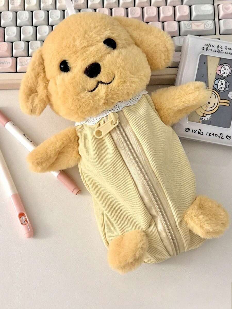 1 Peça Estojo de Lápis de Estudante de Alta Capacidade Fofo de Cachorro, Saco de Armazenamento de Lápis, Borracha e Régua para a Mesa do Escritório, Saco de Armazenamento com Zíper À Prova de Poeira e Conveniente, Bolsa de Armazenamento Multifuncional de Cosméticos para Dormitório, De Volta às Aulas, Material Escolar, Estojo de Lápis, Mochila Escolar