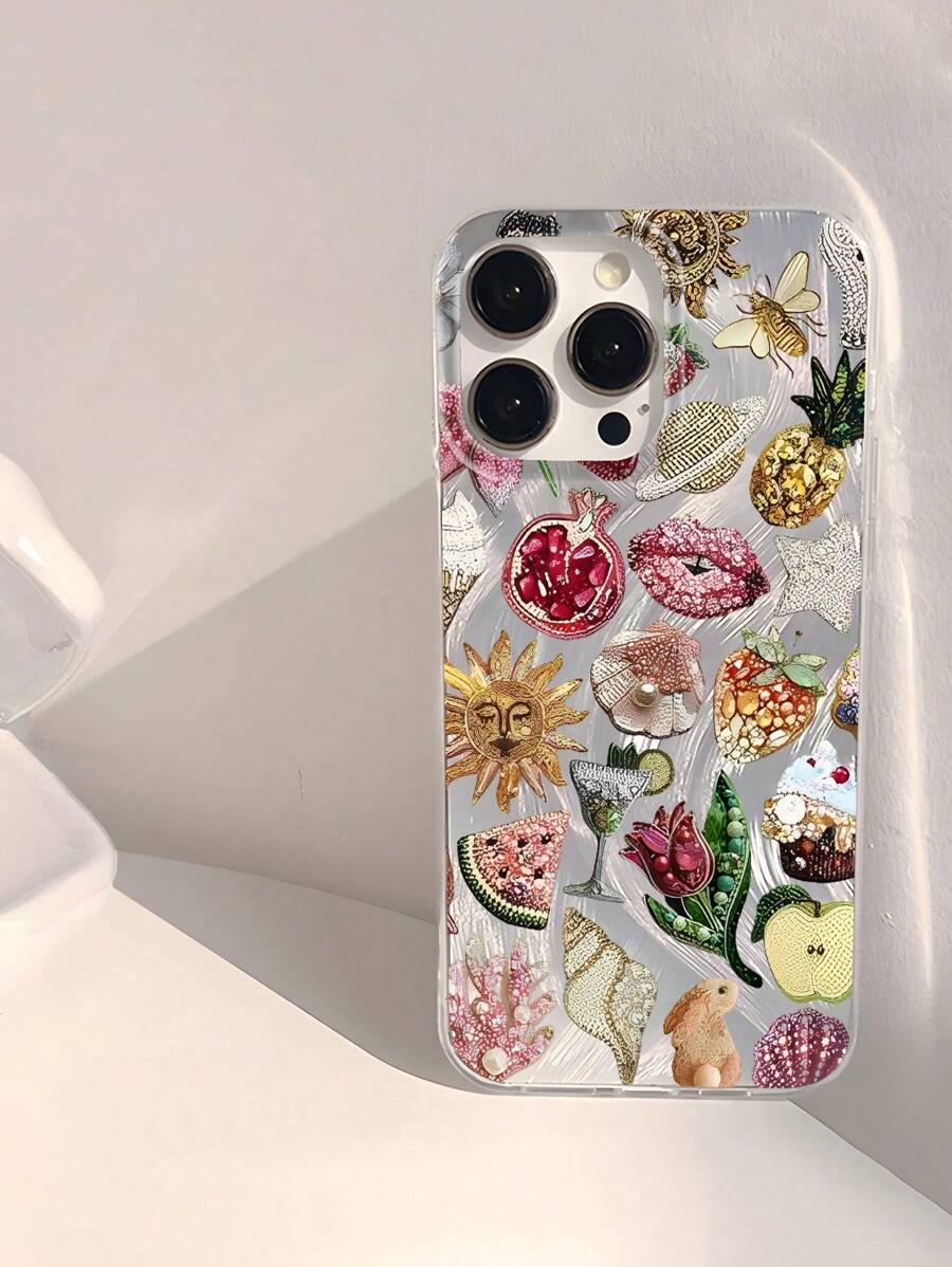 1 pièce Étui de protection pour téléphone unique avec graphiques de fleurs et d'espace en spirale. Imperméable, résistant aux empreintes digitales, résistant aux rayures, transparent, IMD doux et brillant, lisse