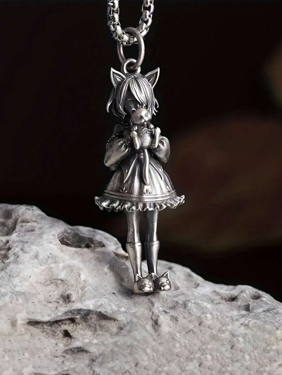 1 Stück Halskette mit Mädchen-Puppen-Anhänger aus Legierung, unisex
