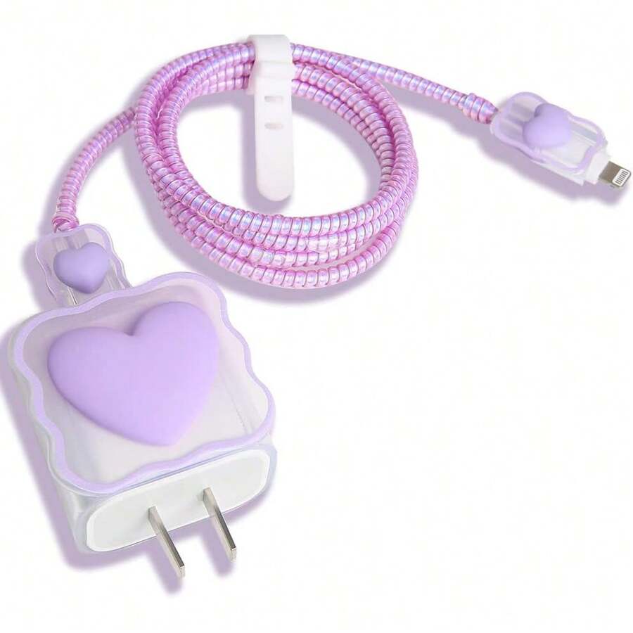 5-In-1 Compatible 18W/20W USB-C Charger Cover, Adorable 3D Bow-Tie Design Transparent Soft Charger Protector, Kawaii Cable Protector Suitable For 11 12 13 14 Pro Max Fast Charging Adapter, Pink Charger Accessories, Phone Accessories