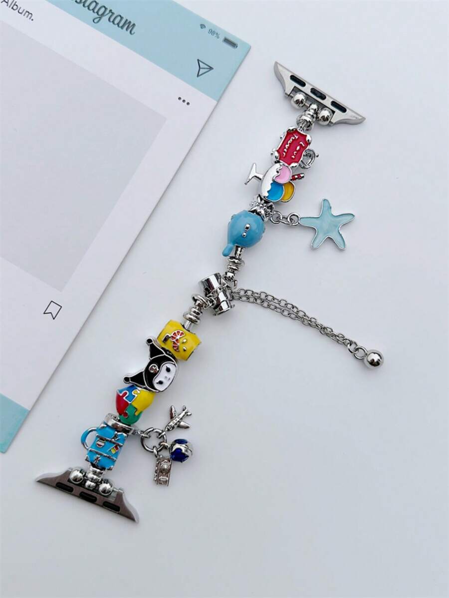 Sanrio 1 pieza de correa para de 38/40/41/42/44/45/46/49mm compatible con mujeres, con diseño de Kuromi y Hello Kitty, con adorno de cuentas, compatible con Ultra/Se10/9/8/7/6/5/4/3/2/1
