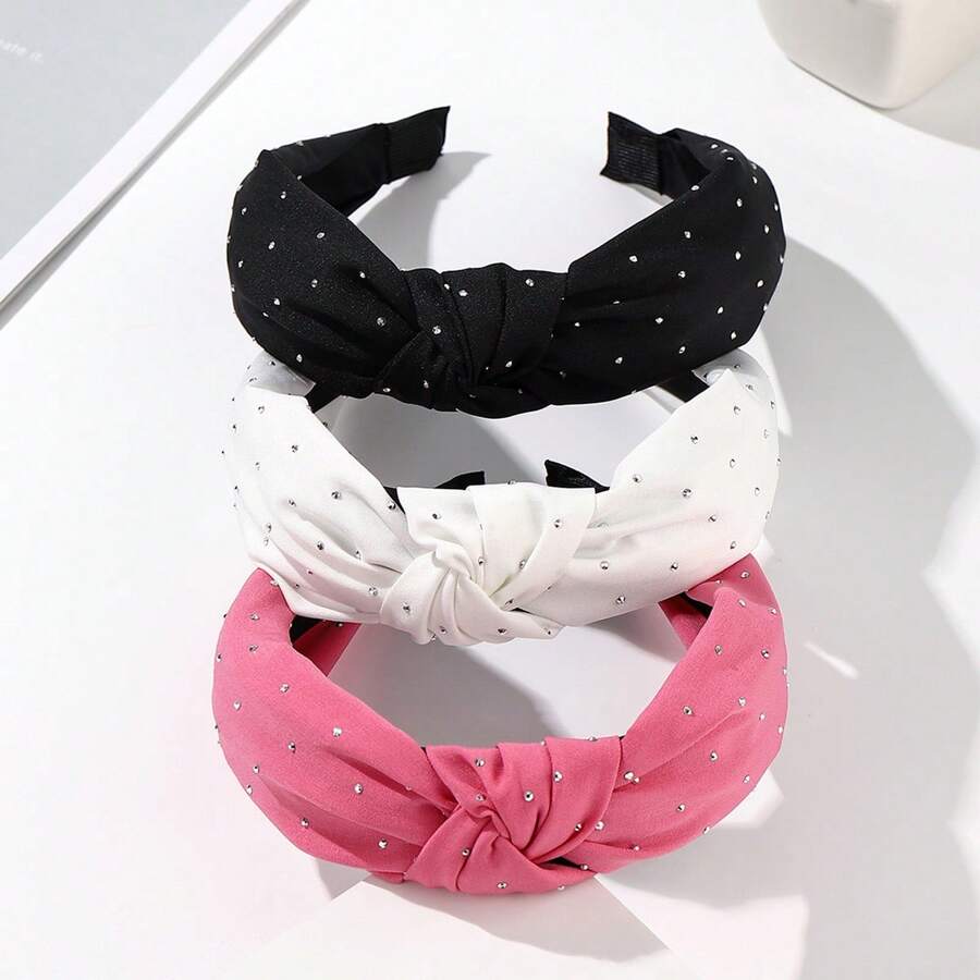 3 Peças Faixa de Cabelo Larga de Tecido Cor Sólida Macaron Foil Y2K, Faixa de Cabelo para Mulheres, Acessórios de Cabelo
