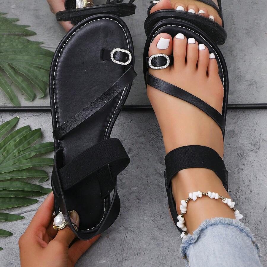 Damen Übergrössen Frühling Neu Römische Riemen Flache Sandalen, EU/US Stil Große Größen Flache Slides