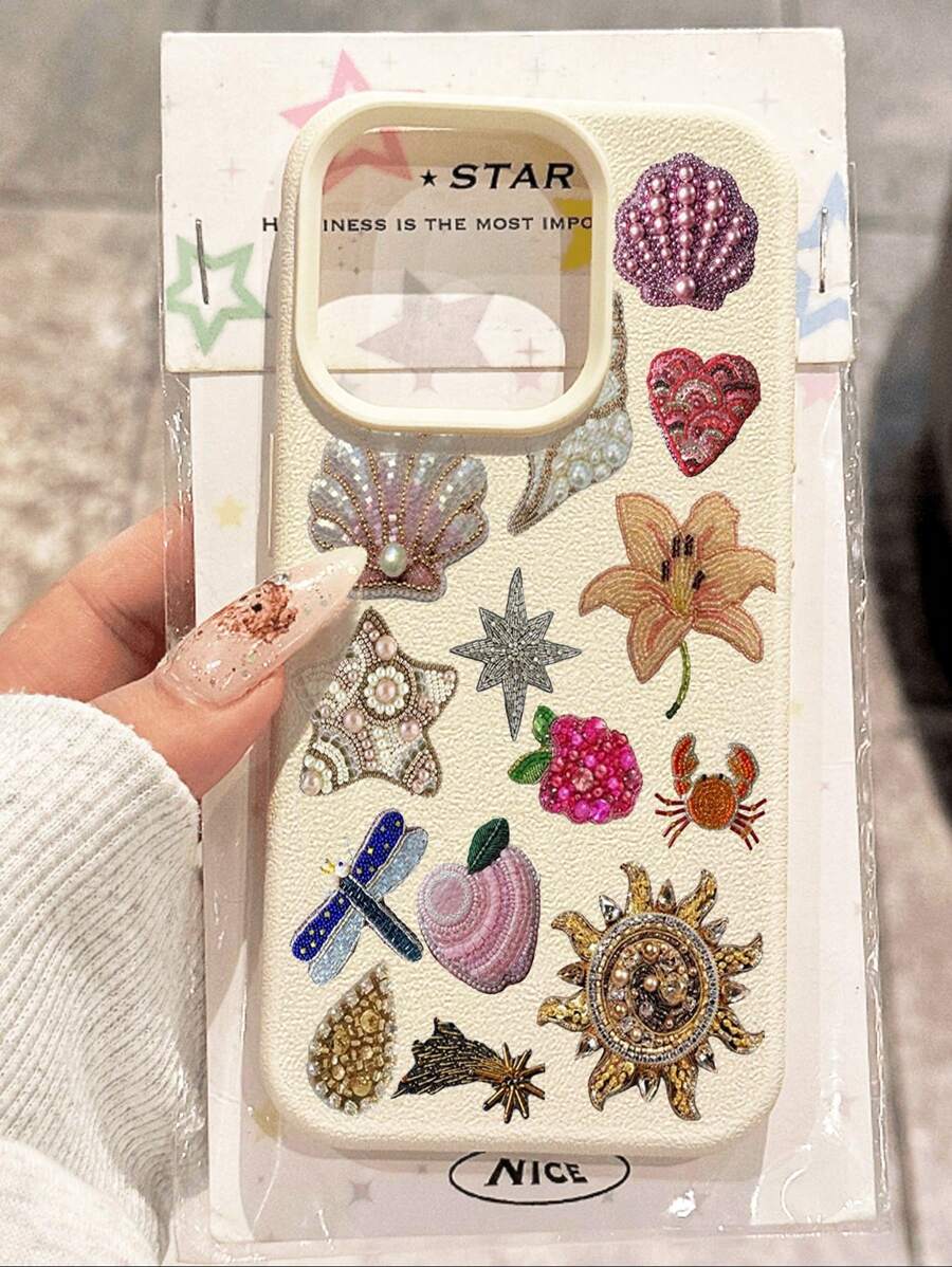 1 pieza Funda de teléfono suave, impermeable, antideslizante y a prueba de golpes con estampado de concha de girasol compatible con Apple y otros teléfonos