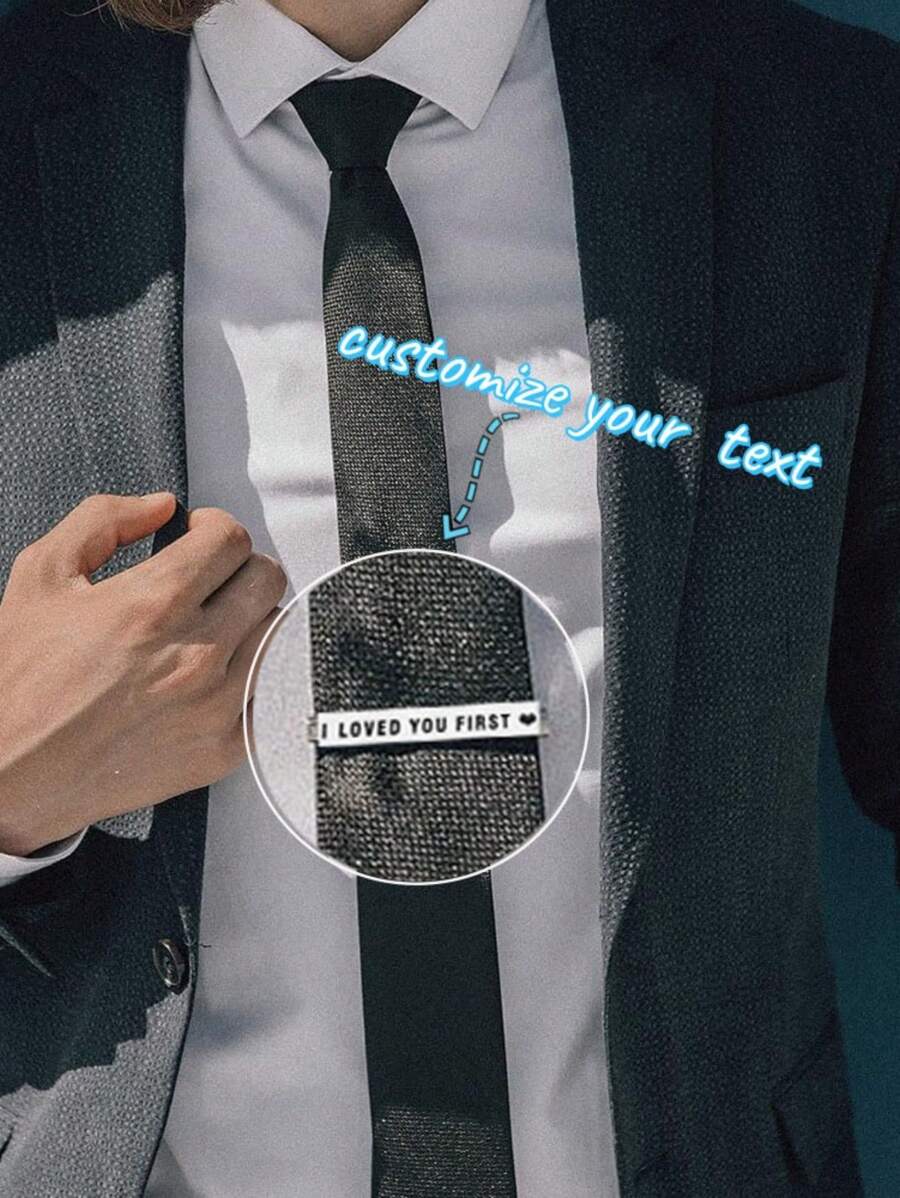 1pc Men's Tie Clip, Personalized Custom Name Tie Clip-Custom Letter Tie Accessories-Birthday Gift For Grandfather Best Man Birthday Gift Wedding Party Christmas New Year Gift For Wedding Anniversary Business Occasions