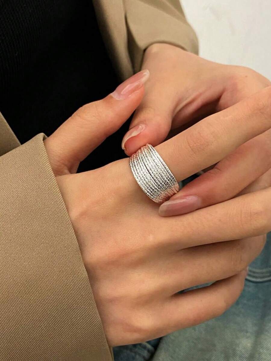 1 pieza Anillo ajustable de diseño de nicho de varias capas de alta gama, anillo personalizado de moda