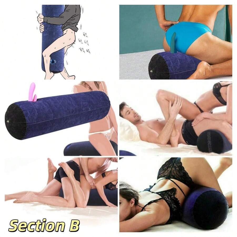 SM Product Universal Bedroom Furniture, Inflatable Wedge-Shaped Sex Pillow, Portable Pillow, Adult Tool, Body Locator, Sex Pillowcase Wedge-Shaped Pillow, Toy Pillow, Inflatable Toy, Couple Toy Chair Cushion Velvet, Bedroom Furniture, Toy Love Gift Bed Decoration Pillow (Blue)
