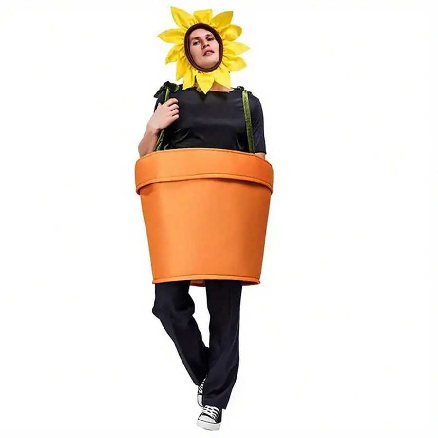 Costume Magic | Sunflower Pot Costume With Tiara - Women's Cute Polyester Halloween Costume, Garden Themed Parties And Cosplay Events, Party Costumes | Sunflower Theme | Polyester Costume
