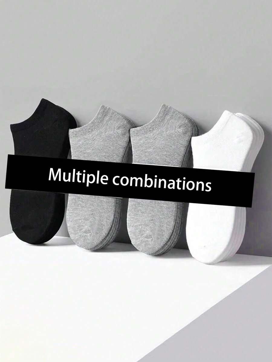 1/5/10 pares de calcetines delgados para los tobillos de hombre, calcetines cortos lisos y cómodos de unicolor, adecuados para primavera y verano