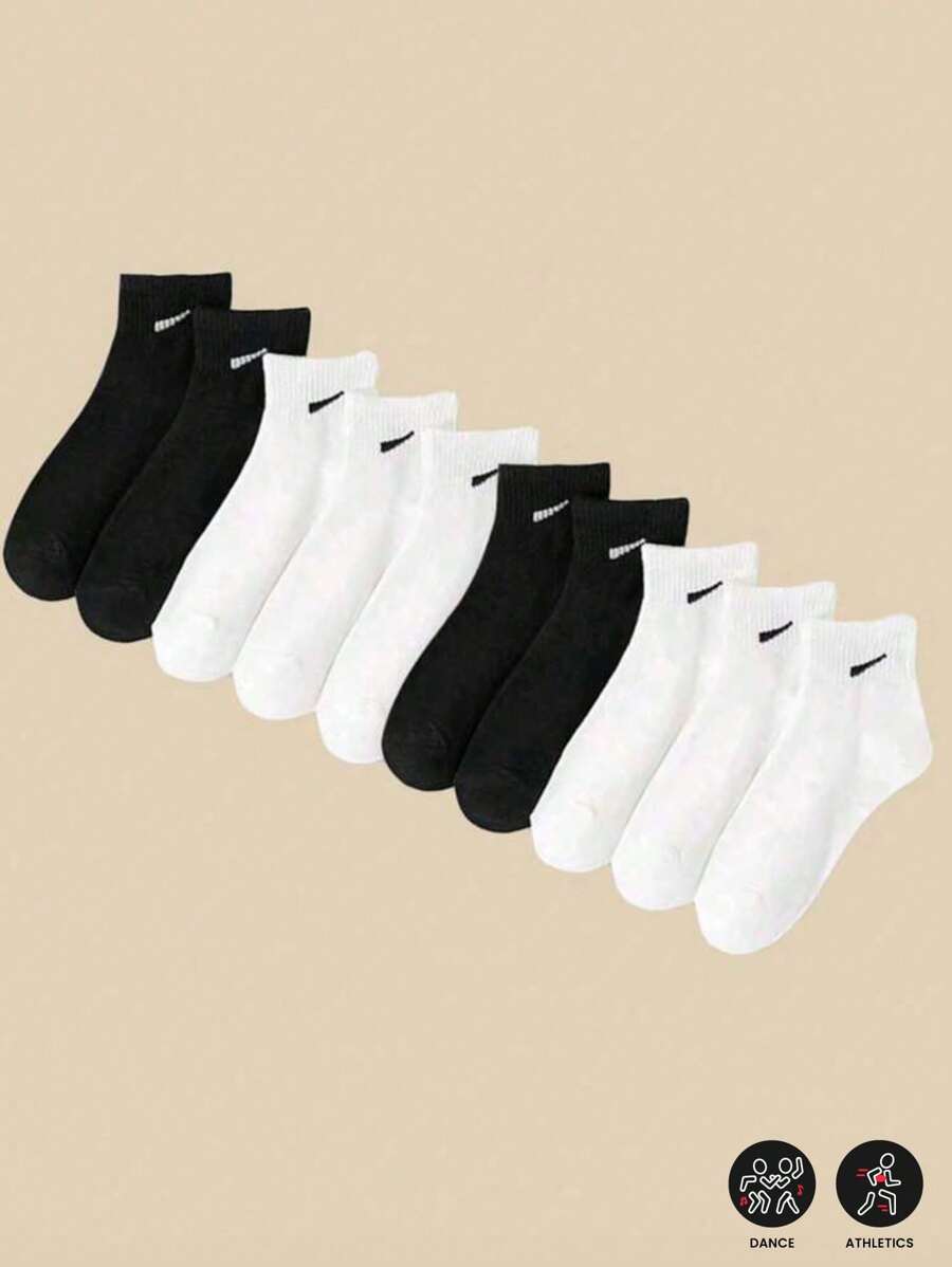Juego de 50/40/24/20/16/12/10/8/6/4/2 pares de calcetines de tobillo con estampado de rayas negras y blancas, cómodos calcetines deportivos adecuados para deportes, casual, estudiantes, exteriores, fiesta, gótico, Y2K, uniforme escolar, que absorben la humedad, suaves y lisos, adecuados para todas las ocasiones y estaciones