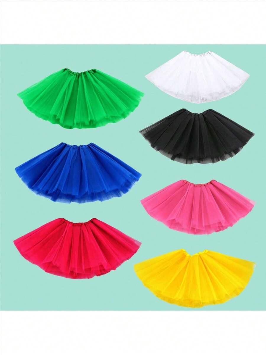 1pc Classic Elastic 3-Layer Tulle Skirt For Women, Teens, Adults , Suitable For All Seasons, 30cm Tutu Skirt, Small Waist Semi Transparent Stage Skirt, Ballet Skirt, Dance Skirt, Performance Dress, Macaron Color Fluffy Skirt,Breathable Mesh, Christmas Skirt, Half Body Skirt
