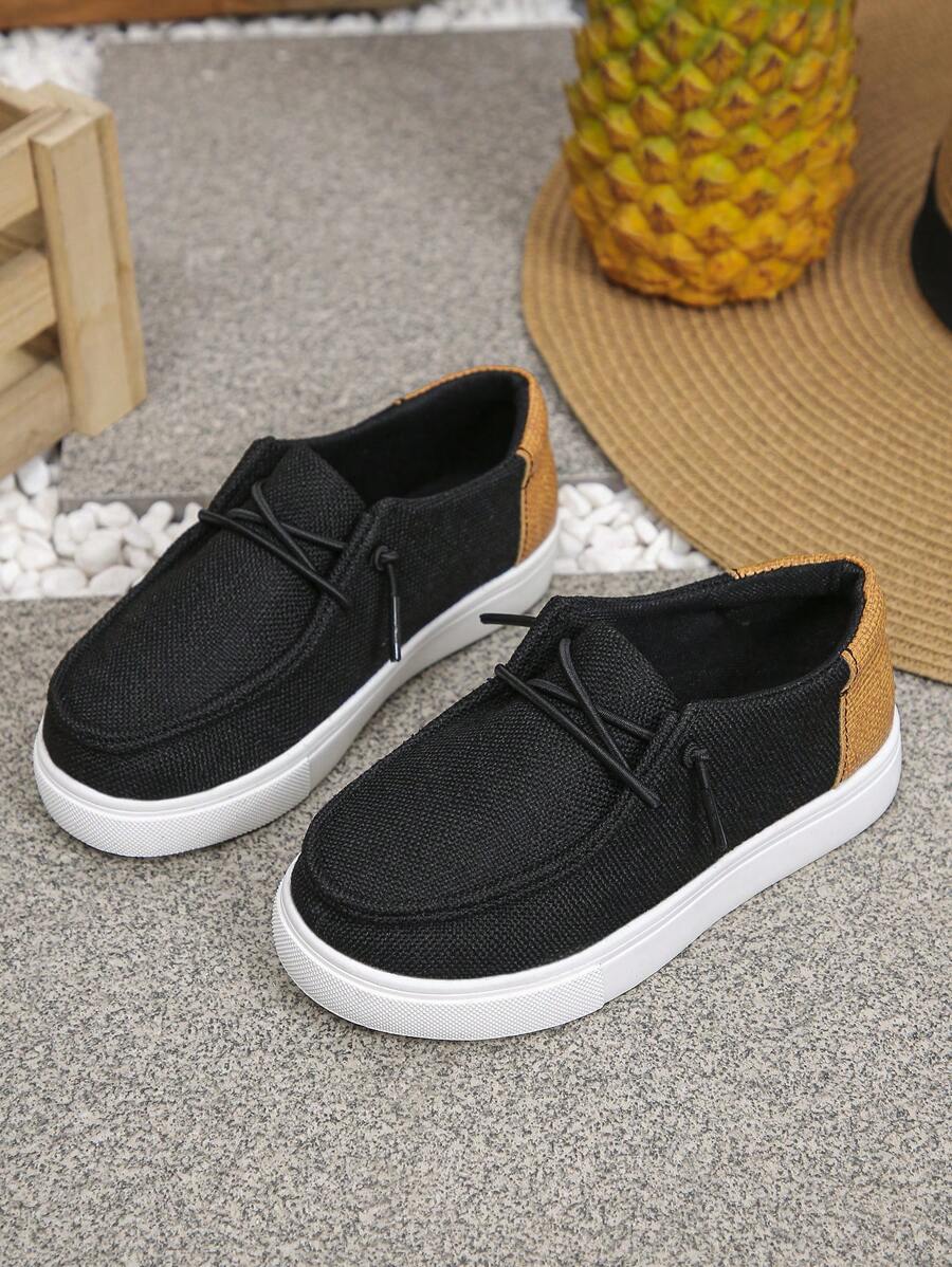 1 Pair Unisex Children Slip-On Comfortable Stitched Casual Flat Sports Shoes, Suitable For All Seasons