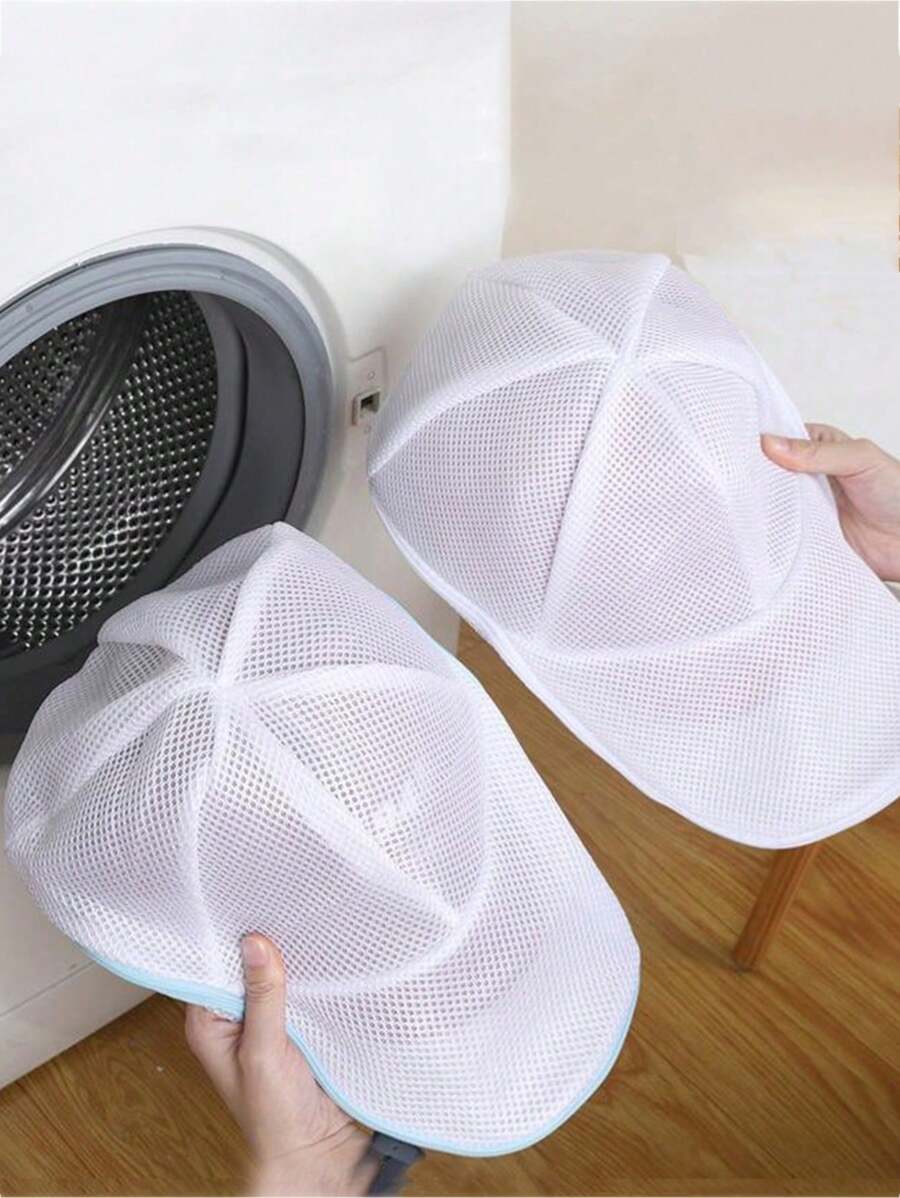 1pc Polyester Thick Mesh Laundry Bag, Convenient For Adult Use, Anti-Deformation Hat Holder, Baseball Cap Wash Bag