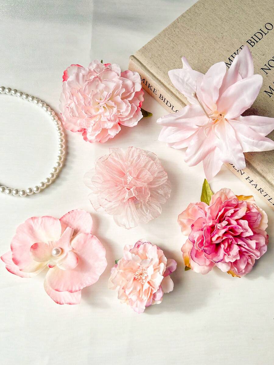 6 pièces Épingle à cheveux à fleurs artificielles de la série rose douce pour femmes, accessoire de coiffure de style Mori pour la mode, clips pour franges latérales, épingles à cheveux haut de gamme à fleurs convenant à un usage quotidien, accessoire capillaire, accessoire d'été, voyage, pinces à cheveux, barrette, pinces à cheveux