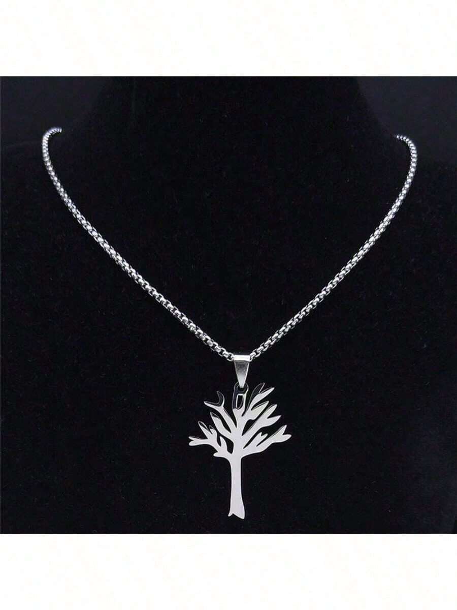 Fashion Charm Tree Of Life Pendant Stainless Steel Necklace Boys Girls Accessories Party Jewelry