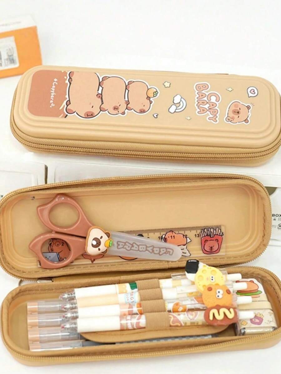 Large Capacity Cute Capybara Pencil Case, Children's Stationery Bag Stress Relief Pencil Box, School Supplies,Back To School