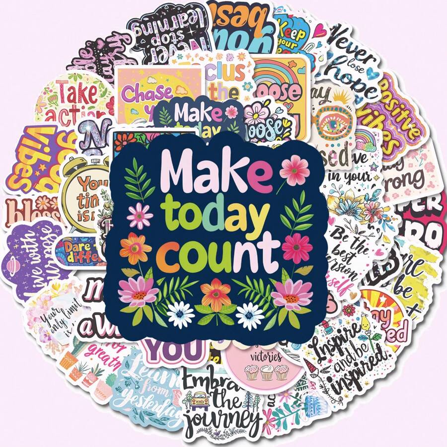100 Stücke Motivations-Zitate Aufkleber, cartoonartige inspirierende Aufkleber, selbstklebend und wiederverwendbar, matte Oberfläche, geeignet für Laptops, Gitarren, Gepäck, Skateboards usw. Schulmaterial, Schulanfang