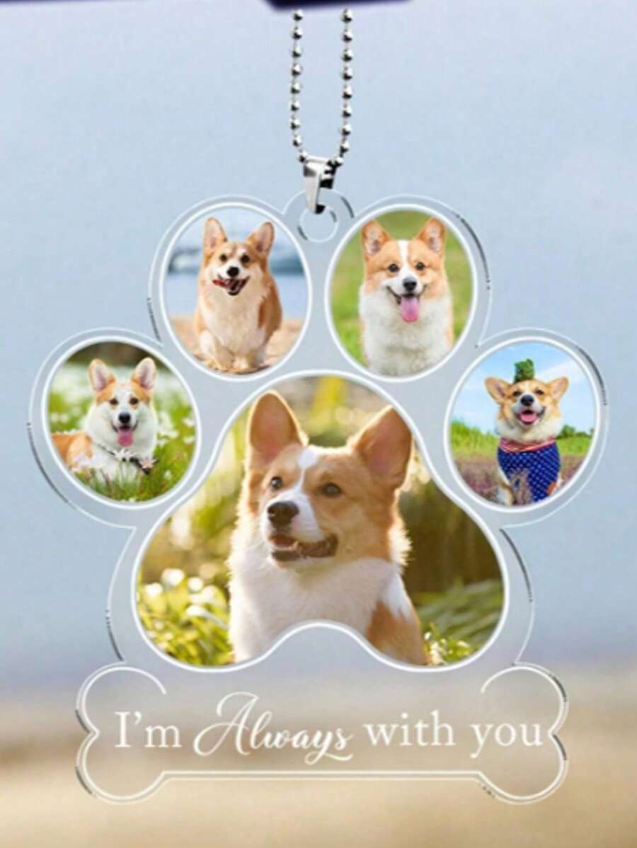1pc Personalized Custom Dog Paw Shape Pet Acrylic Ornament, Personalized Puppy Acrylic Portrait Ornament, Gift For Pet Lovers, Pet Souvenir - Custom Puppy Or Portrait Acrylic Ornament