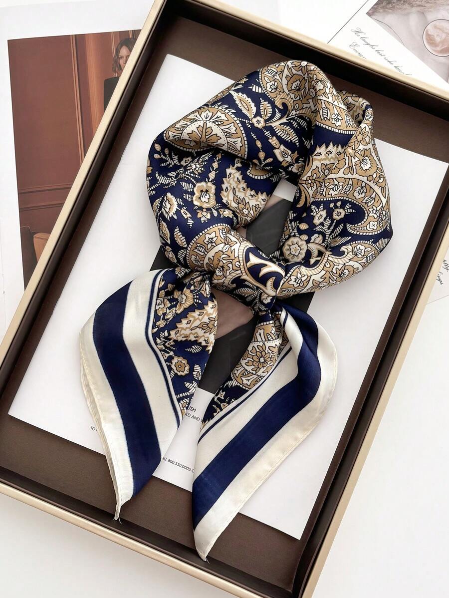 1 Peça Lenço Quadrado de 70 * 70cm, Lenço de Seda Estampado Feminino, Lenço Bandana, Lenço Cabeça, Lenço Moda, Xale Feminino, Lenço de Pescoço, Hijab