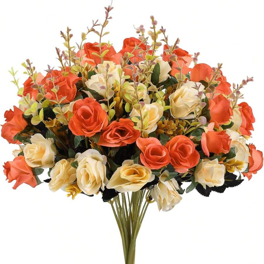 1/3PCS Artificial Roses Flowers Silk EUCALYPTUS Bouquet Valentine's Day Gifts Wedding Decoration DIY Wreath Material, Bride Holding Wrist Flower Decoration Accessories, Wedding Car Decoration, Lintel Arch Decoration, Home, Dining Room, Bedroom, Vase Decoration, Birthday Party Decoration Materials New Year Gifts