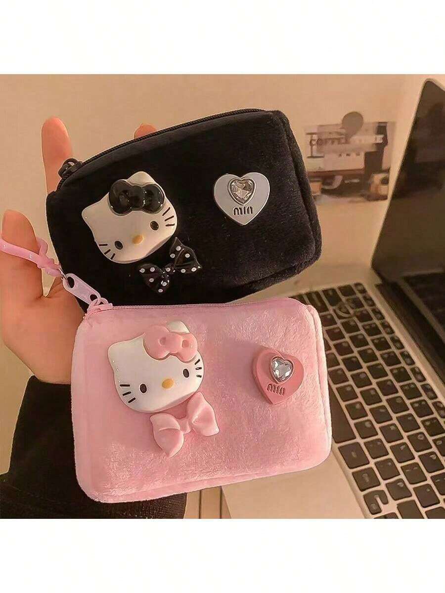 Sanrio قطعة محفظة بشخصية الرسوم المتحركة أنمي ، مصنوعة من قماش أكسفورد ، خفيفة الوزن ، مع بطانة داخلية وجيب سحاب ، مناسبة لهالو كيتي ، ماكدول ، سينامورول ، قطة سوداء ، بوشاكو ، بورين ، العودة إلى المدرسة ، مستلزمات مدرسية