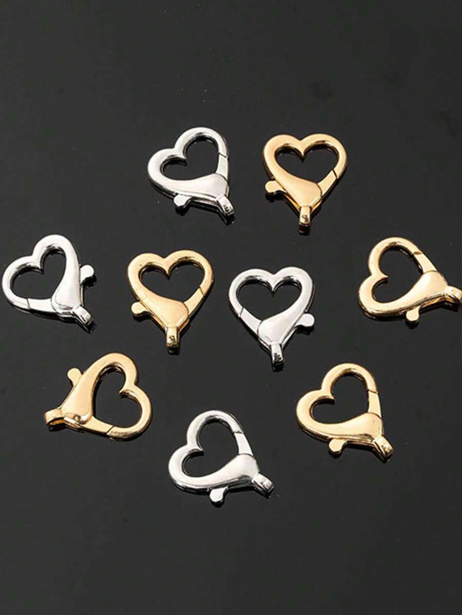 10pcs DIY Jewelry Accessories Heart Lobster Clasp Metal Key Chain Heart Alloy Craft Materials