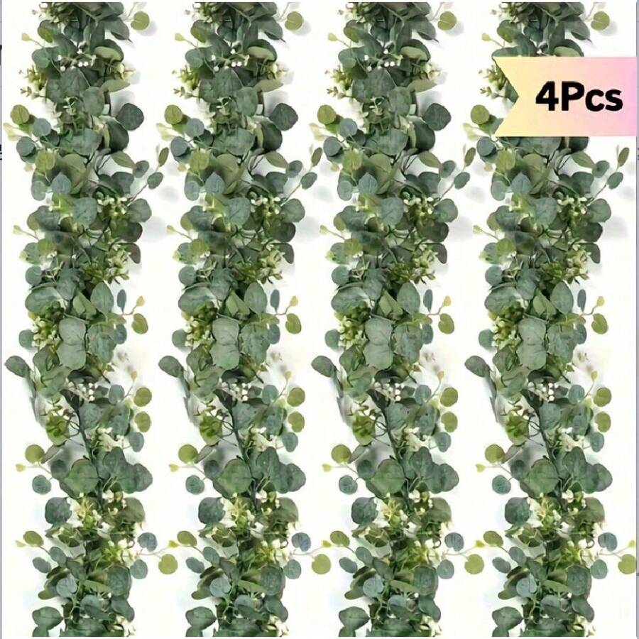 1/2/4/8 pièces, 1,8 m Guirlandes en eucalyptus artificielles avec fleurs blanches - parfaites pour les mariages, les fêtes et la décoration de la maison, idéales pour les manteaux de cheminée, les chemins de table et les espaces extérieurs