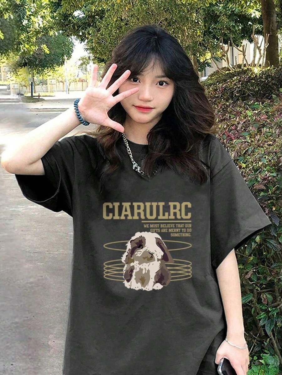 Women's Summer New Daily Casual Loose Round Neck Cotton Short Sleeve T-Shirt. Cute And Versatile Prints Are Printed On It, Fashionable And Versatile, Perfect For Daily Wear Ladies Tops.