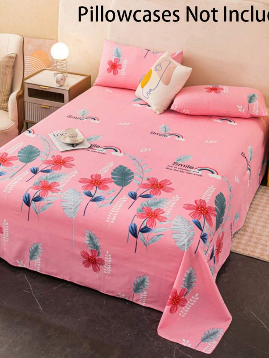 1 Pc Bed Sheet, Soft & Comfortable Mattress Protector, Valentine's Day Gift Sheet, Children's Cartoon Love Geometric Pattern Bedding Set, Heart-Shaped Pattern Bedding Set, Home Decor, Double Bed, King Size Bed, Queen Size Bed, Mother's Day Bedding, Washable Bedding Gift