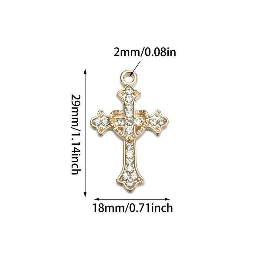 20 Pcs Rhinestones Alloy Cross Religious Virgin Our Lady Of Guadalupe Mary Rosary Beads Charms For DIY Necklace Bracelet Making